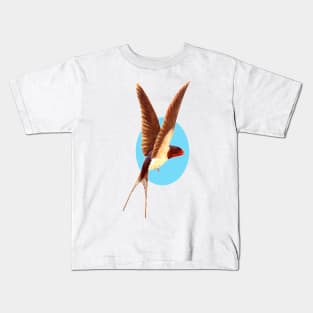 Brown-winged little bird flying Kids T-Shirt